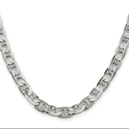 28 Inch Sterling Silver 7mm Flat Anchor Chain Necklace