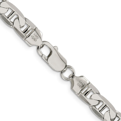 20 Inch Sterling Silver 7mm Flat Anchor Chain Necklace