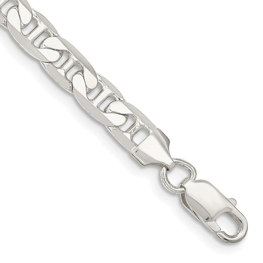 8 Inch Sterling Silver 7mm Flat Anchor Chain Bracelet
