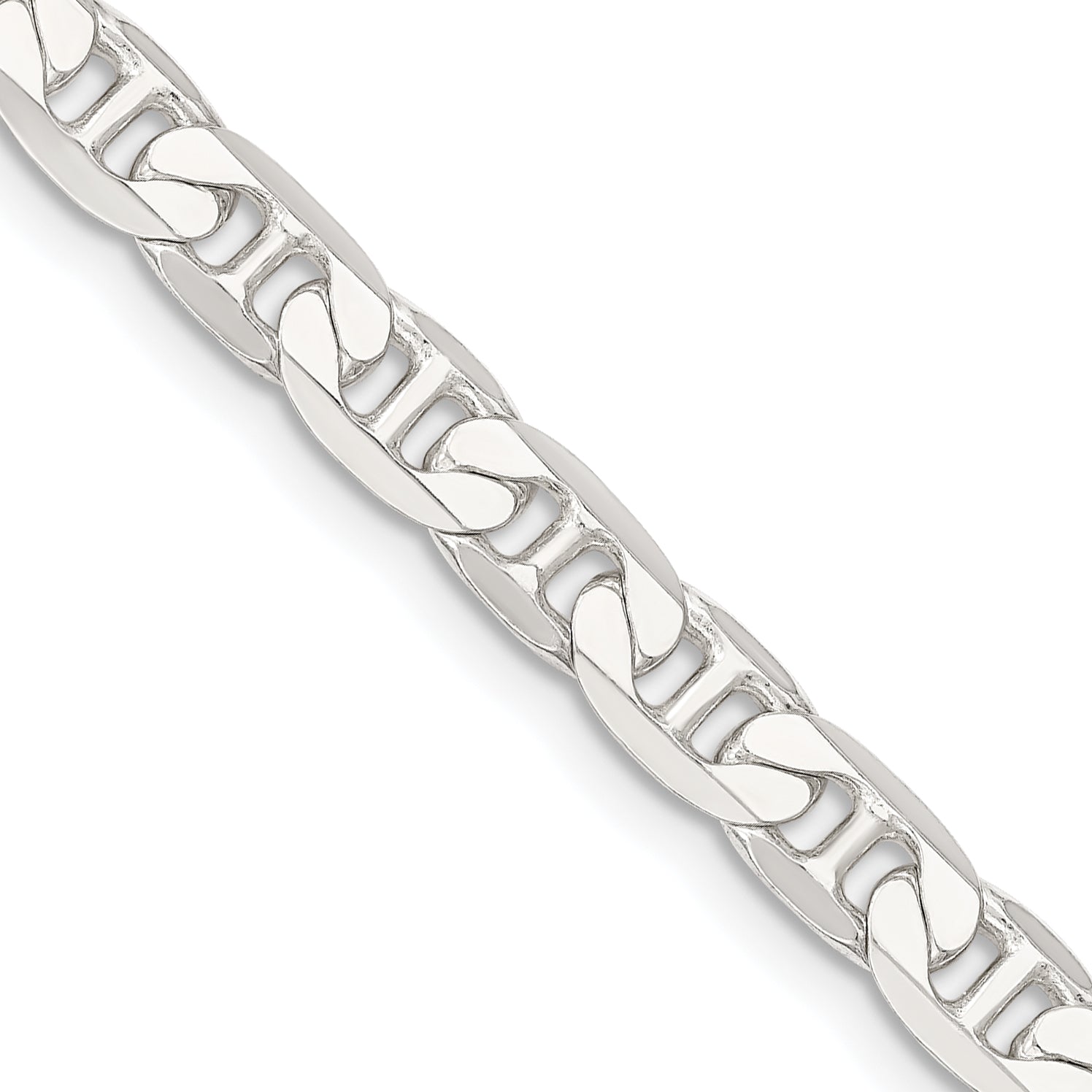 26 Inch Sterling Silver 7mm Flat Anchor Chain Necklace