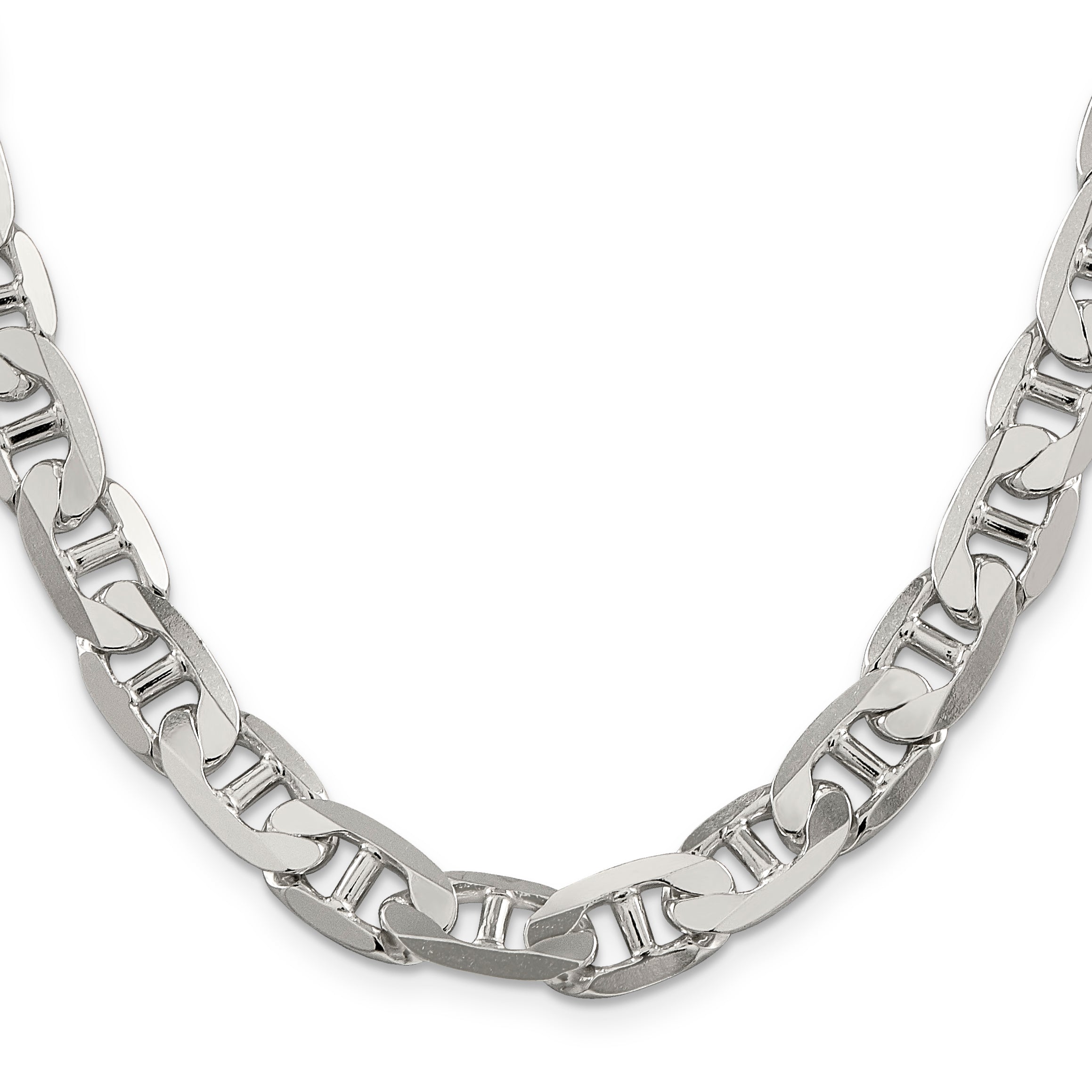 24 Inch Sterling Silver 9.5mm Flat Anchor Chain Necklace