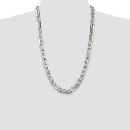 26 Inch Sterling Silver 9.5mm Flat Anchor Chain Necklace