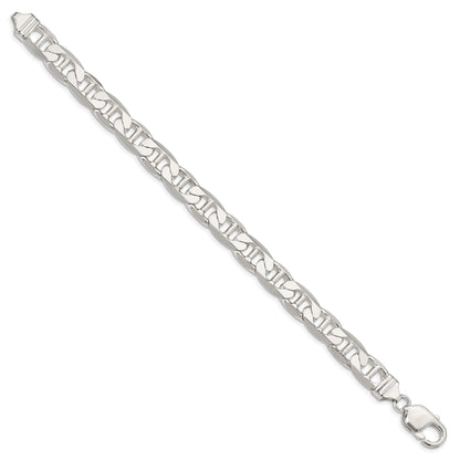 9 Inch Sterling Silver 9.5mm Flat Anchor Chain Bracelet