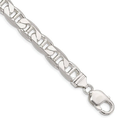 8 Inch Sterling Silver 9.5mm Flat Anchor Chain Bracelet