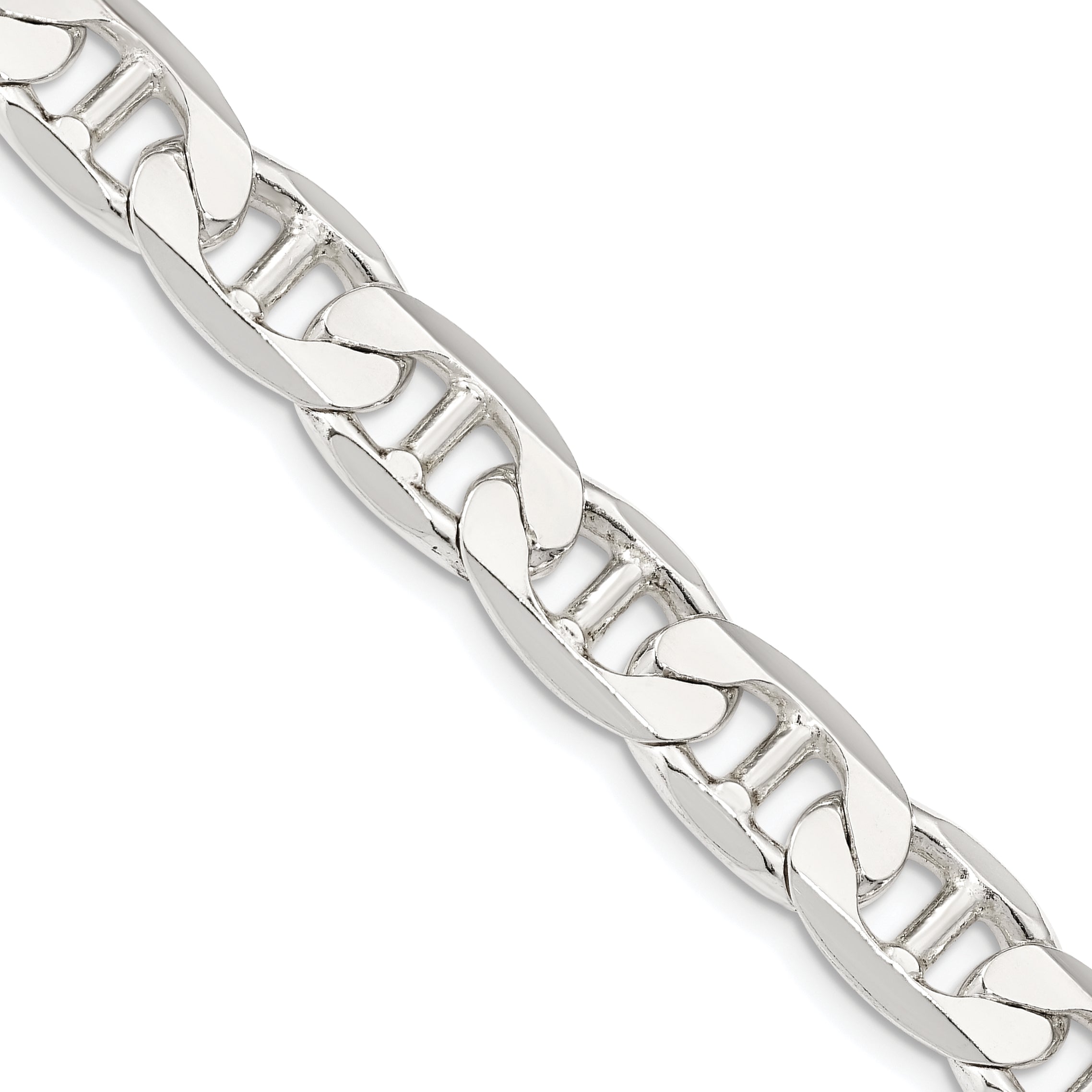 24 Inch Sterling Silver 9.5mm Flat Anchor Chain Necklace