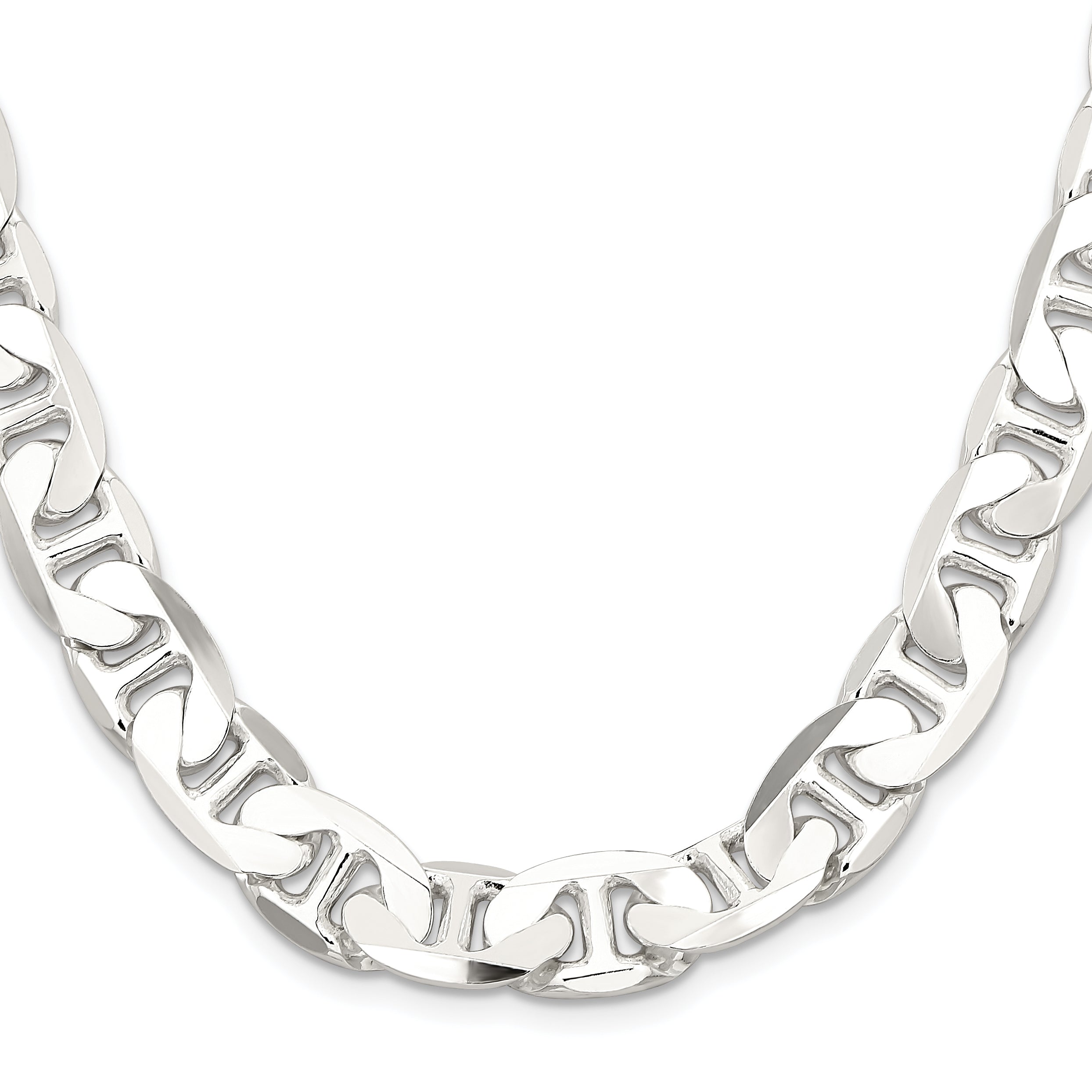 26 Inch Sterling Silver 11.5mm Flat Anchor Chain Necklace