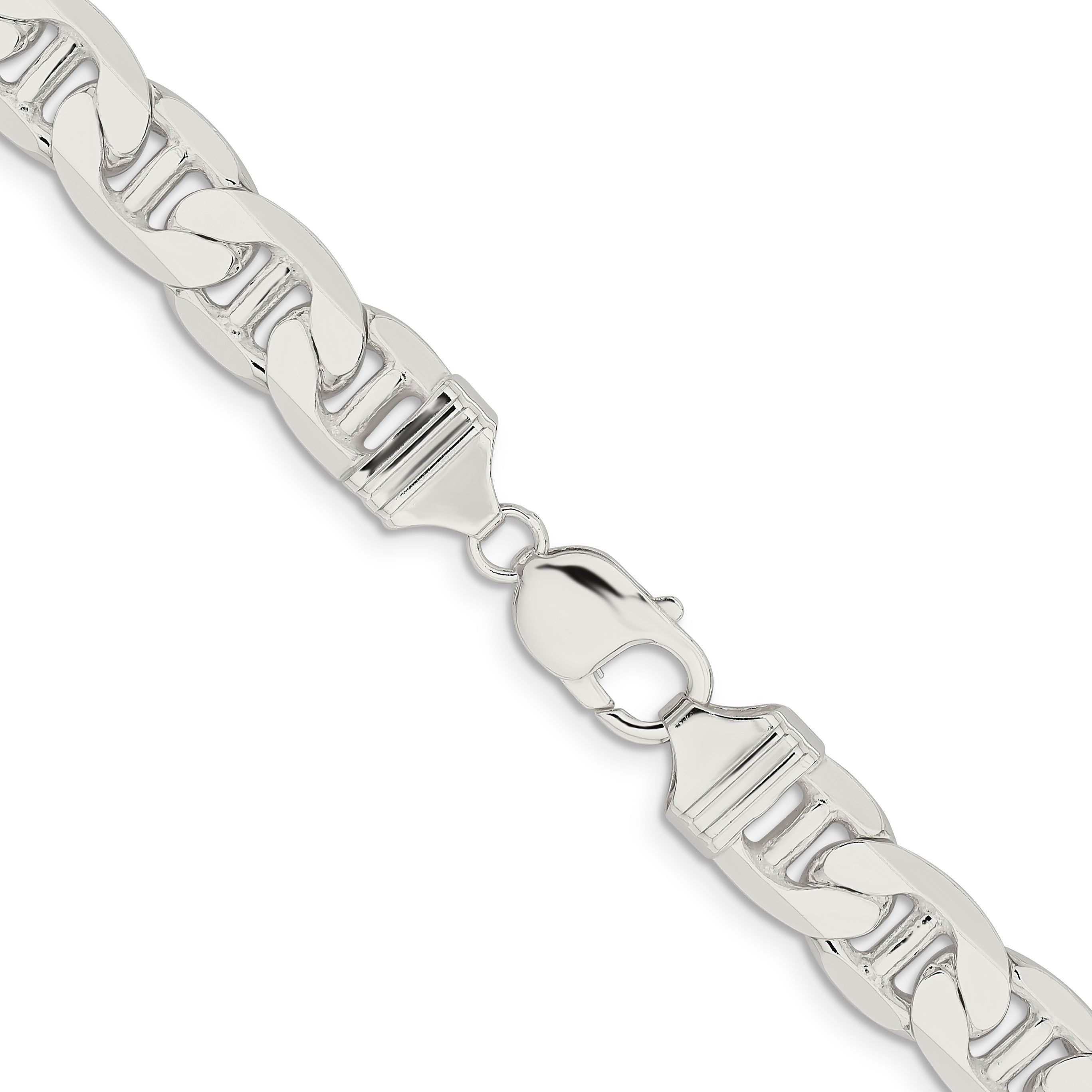 22 Inch Sterling Silver 11.5mm Flat Anchor Chain Necklace