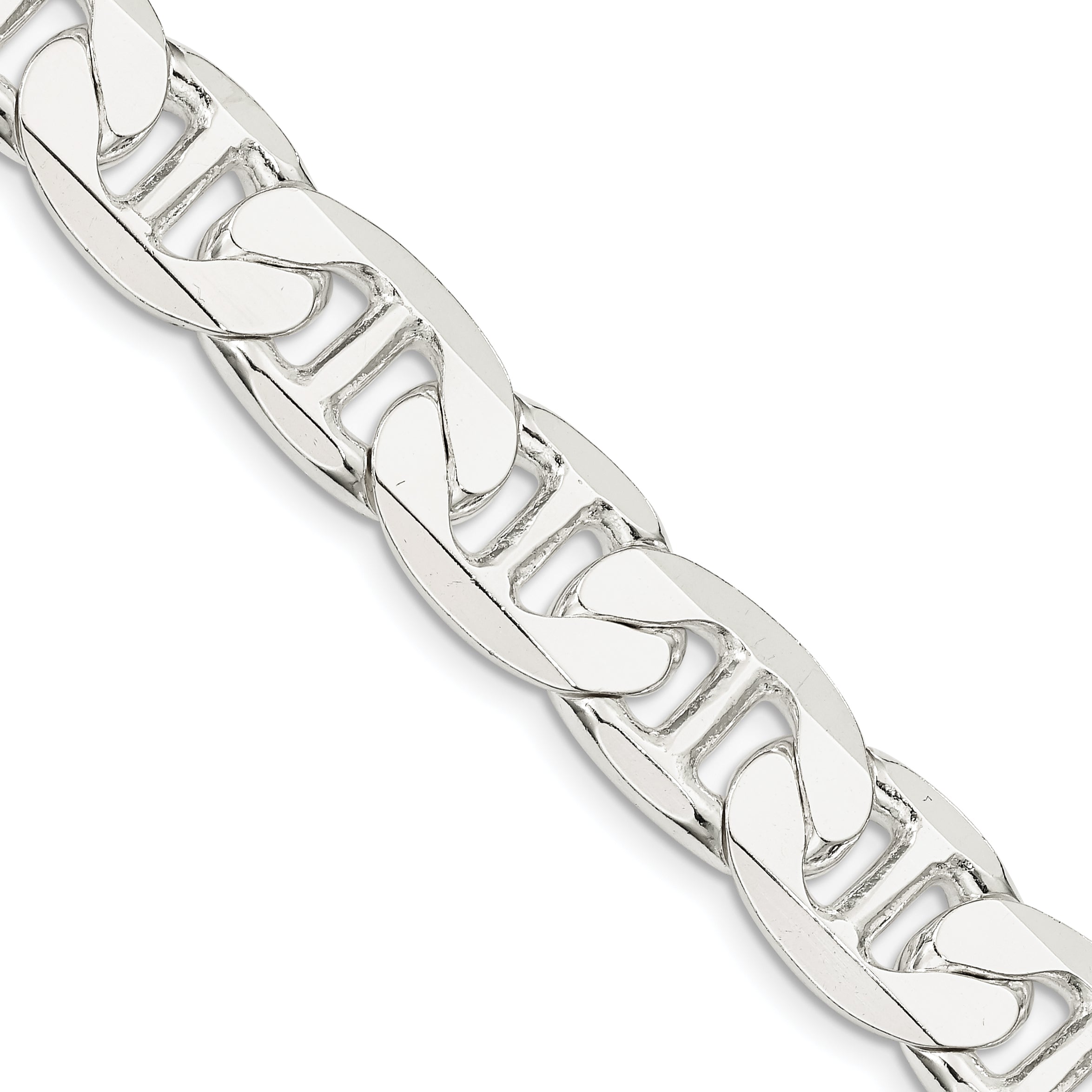 26 Inch Sterling Silver 11.5mm Flat Anchor Chain Necklace