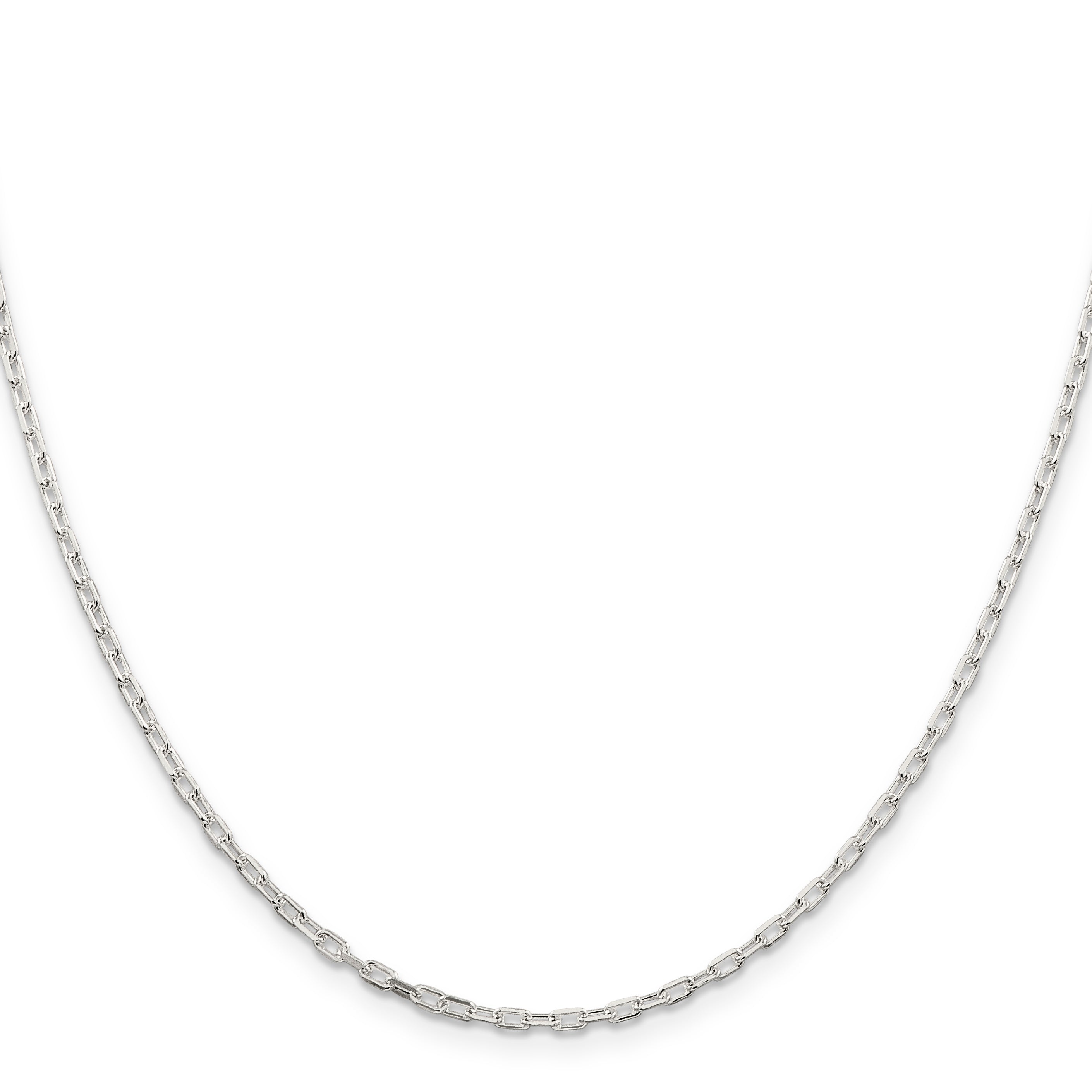 26 Inch Sterling Silver 2.2mm Diamond-Cut Long Link Cable Chain Necklace