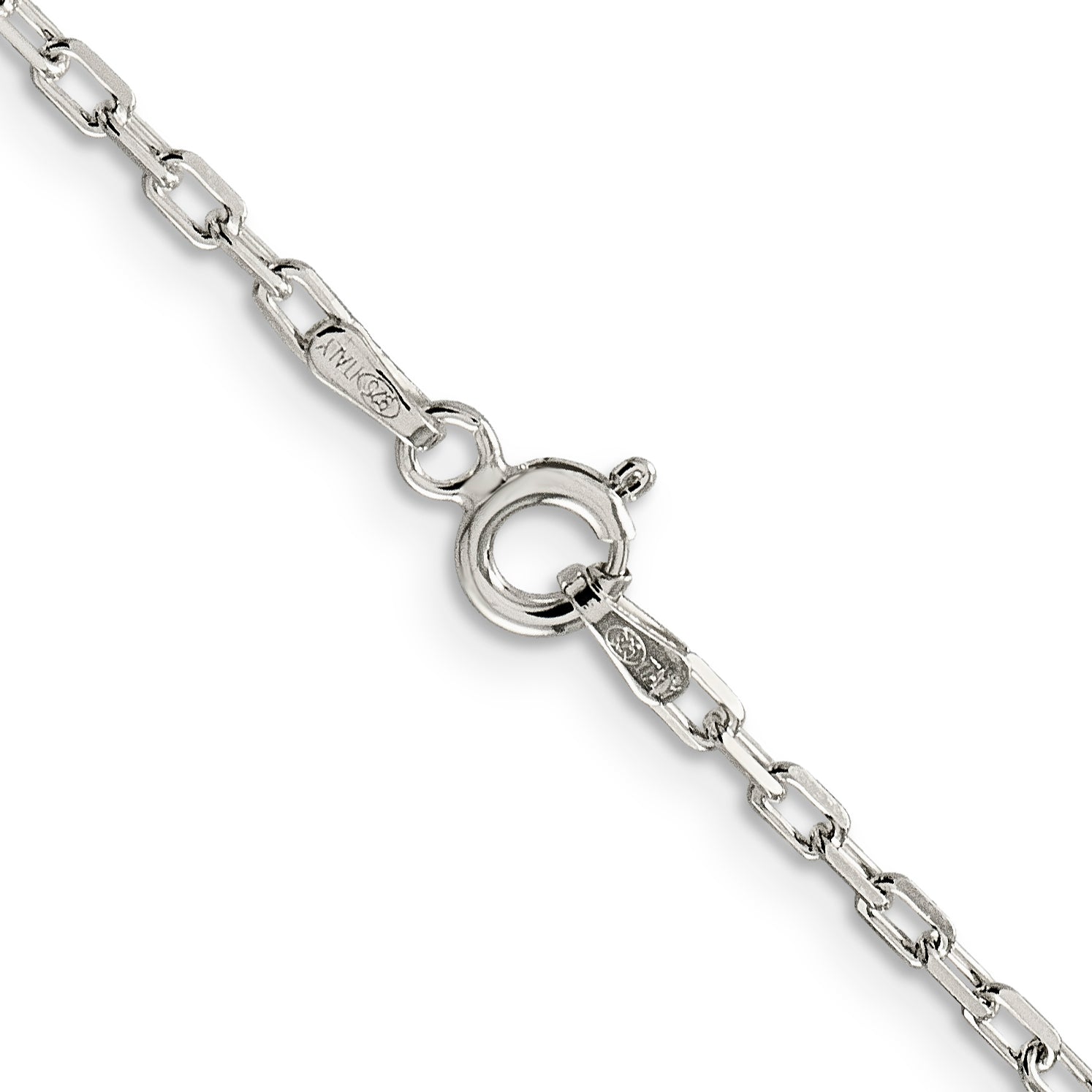 22 Inch Sterling Silver 2.2mm Diamond-Cut Long Link Cable Chain Necklace