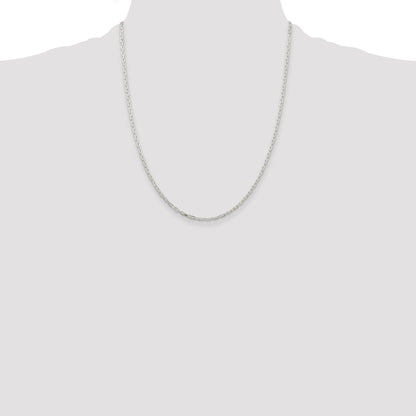 22 Inch Sterling Silver 2.2mm Diamond-Cut Long Link Cable Chain Necklace