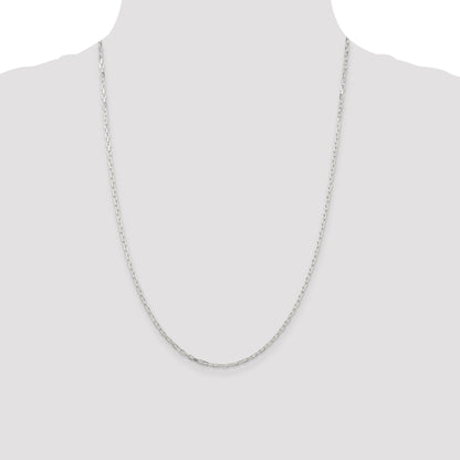 24 Inch Sterling Silver 2.2mm Diamond-Cut Long Link Cable Chain Necklace