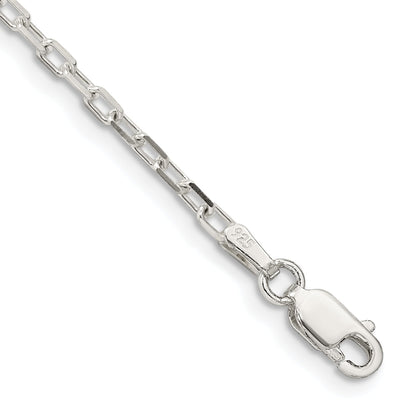7 Inch Sterling Silver 2.2mm Diamond-Cut Long Link Cable Chain Bracelet