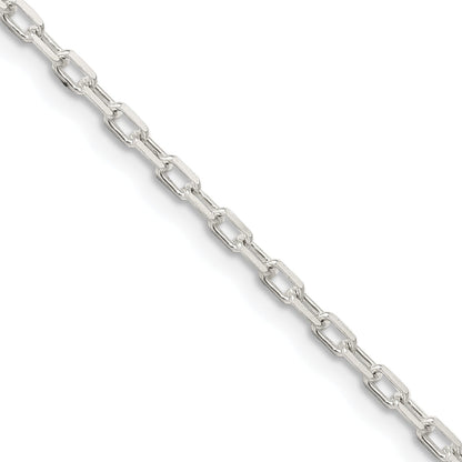 16 Inch Sterling Silver 2.2mm Diamond-Cut Long Link Cable Chain Necklace