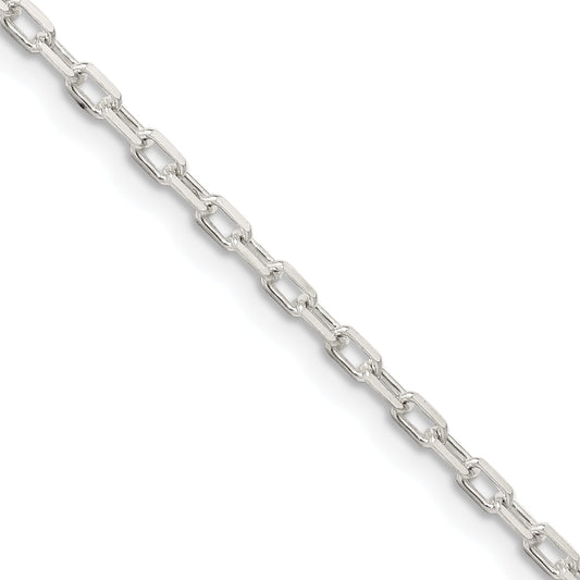 30 Inch Sterling Silver 2.2mm Diamond-Cut Long Link Cable Chain