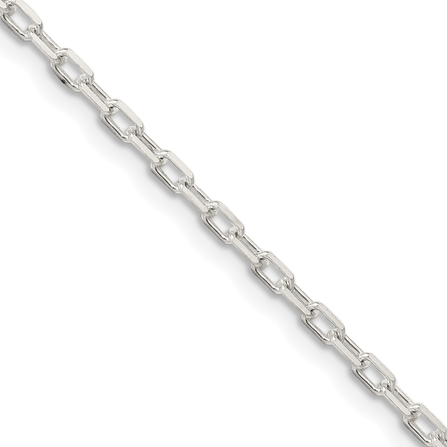 22 Inch Sterling Silver 2.2mm Diamond-Cut Long Link Cable Chain Necklace