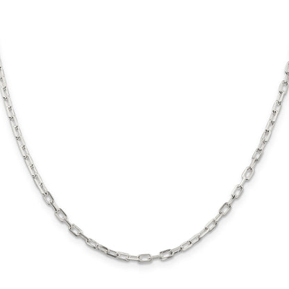 16 Inch Sterling Silver 2.9mm Diamond-Cut Long Link Cable Chain Necklace