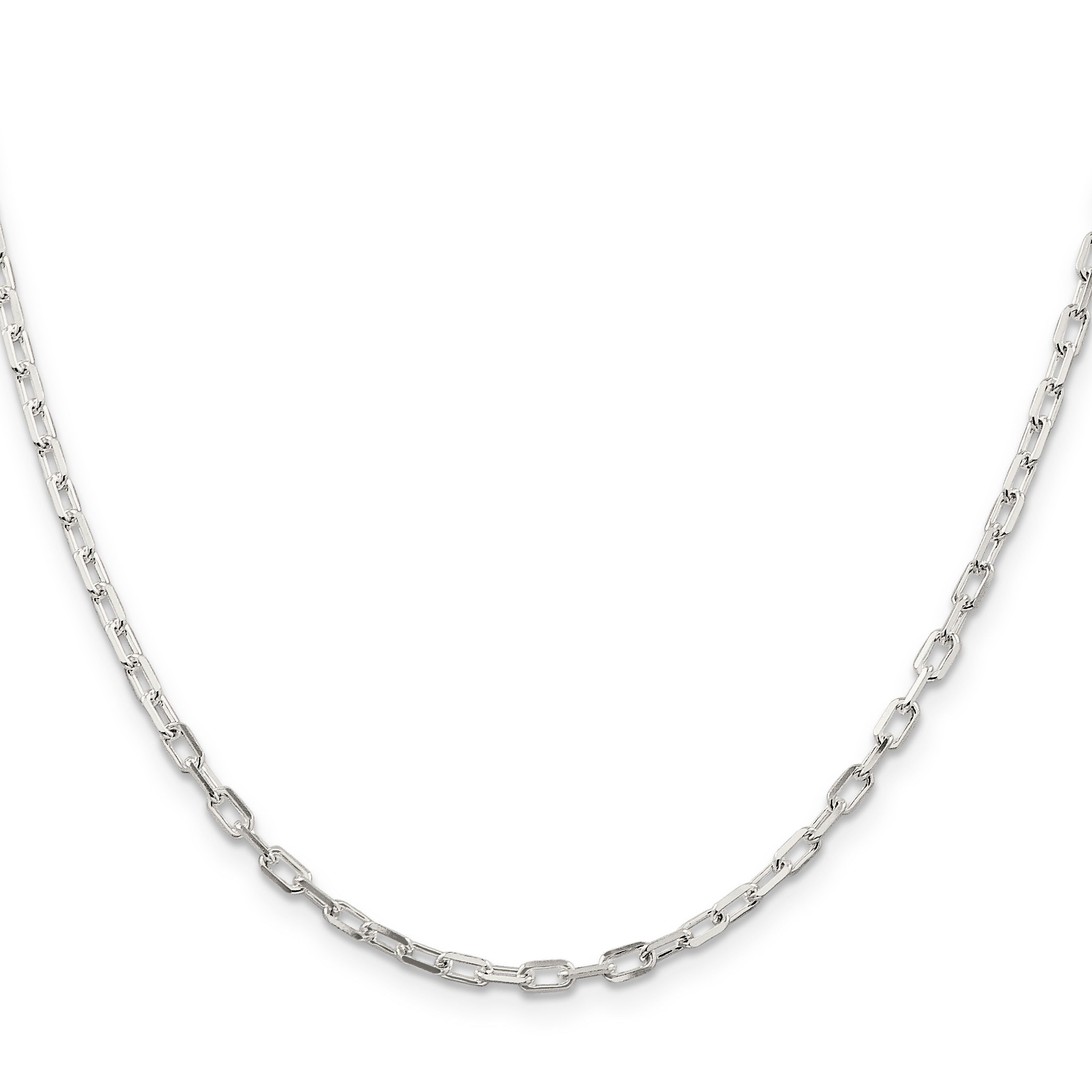 26 Inch Sterling Silver 2.9mm Diamond-Cut Long Link Cable Chain Necklace