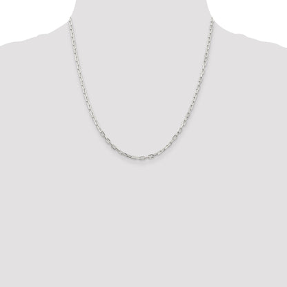 20 Inch Sterling Silver 2.9mm Diamond-Cut Long Link Cable Chain Necklace