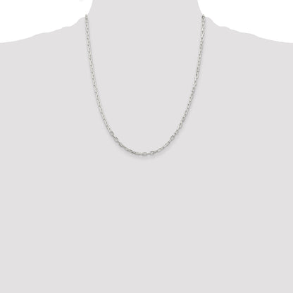 22 Inch Sterling Silver 2.9mm Diamond-Cut Long Link Cable Chain Necklace