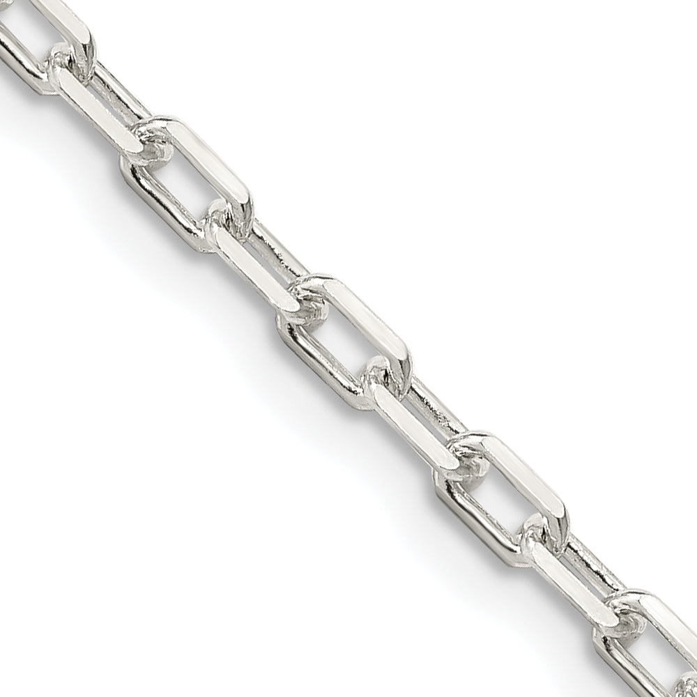 24 Inch Sterling Silver 2.9mm Diamond-Cut Long Link Cable Chain Necklace