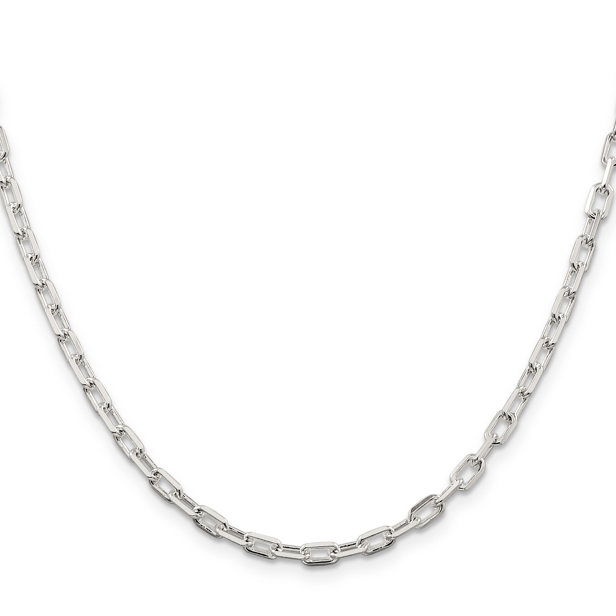 18 Inch Sterling Silver 3.75mm Diamond-Cut Long Link Cable Chain Necklace