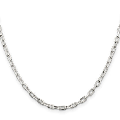 22 Inch Sterling Silver 3.75mm Diamond-Cut Long Link Cable Chain Necklace