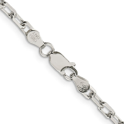 24 Inch Sterling Silver 3.75mm Diamond-Cut Long Link Cable Chain Necklace