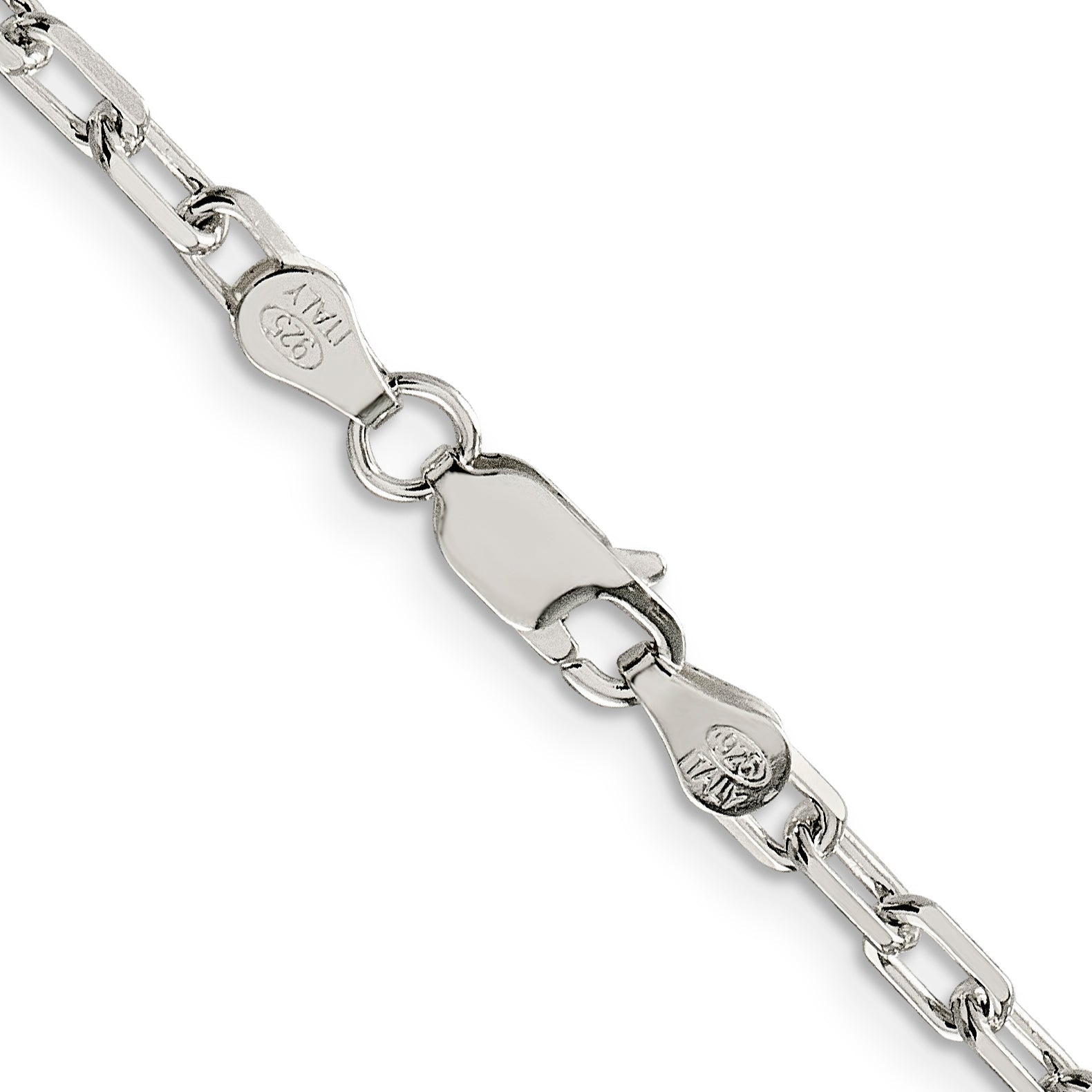 22 Inch Sterling Silver 3.75mm Diamond-Cut Long Link Cable Chain Necklace