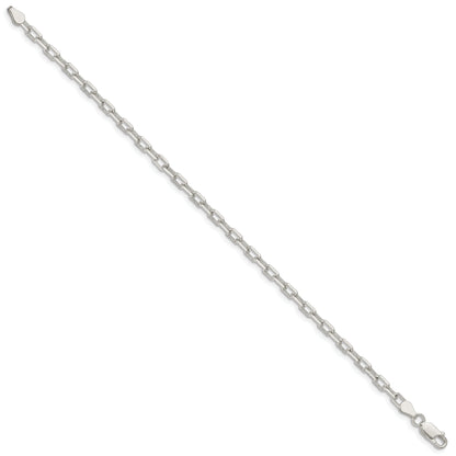 7 Inch Sterling Silver 3.75mm Diamond-Cut Long Link Cable Chain Bracelet