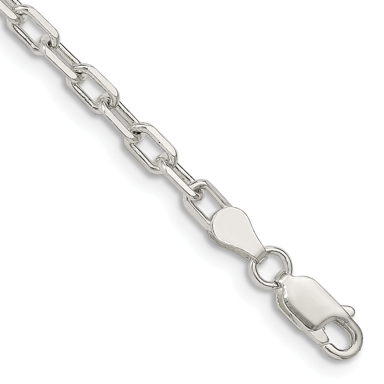 7 Inch Sterling Silver 3.75mm Diamond-Cut Long Link Cable Chain Bracelet