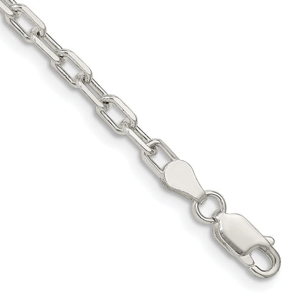 8 Inch Sterling Silver 3.75mm Diamond-Cut Long Link Cable Chain Bracelet
