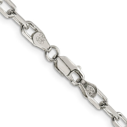 Sterling Silver Amore La Vita Rhodium-Plated Polished 4.3mm Diamond-Cut 7 Inch Open Link Cable With Lobster Clasp Charm Bracelet