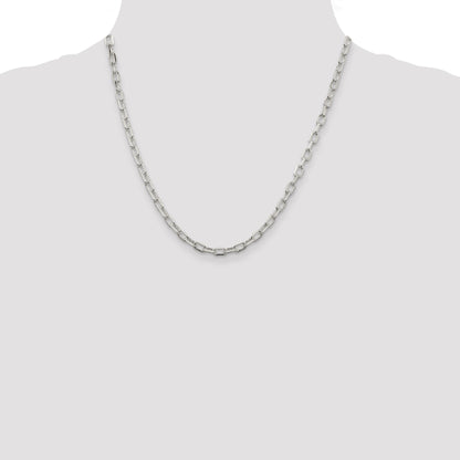 20 Inch Sterling Silver 4.5mm Diamond-Cut Long Link Cable Chain Necklace