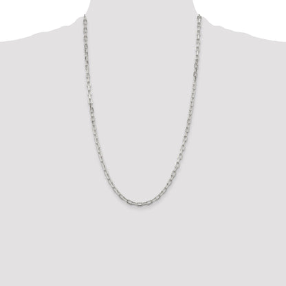 26 Inch Sterling Silver 4.5mm Diamond-Cut Long Link Cable Chain
