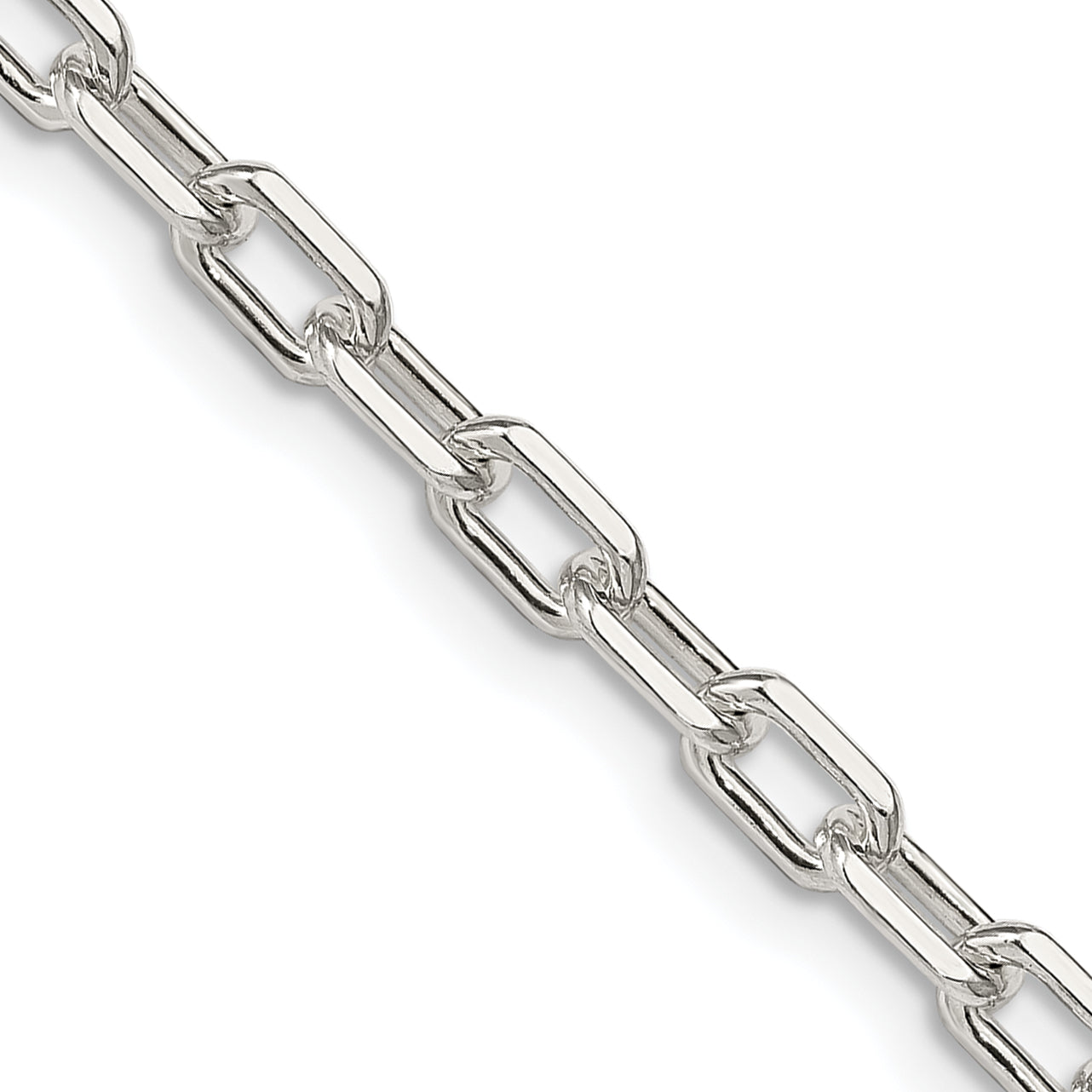 24 Inch Sterling Silver 4.5mm Diamond-Cut Long Link Cable Chain Necklace