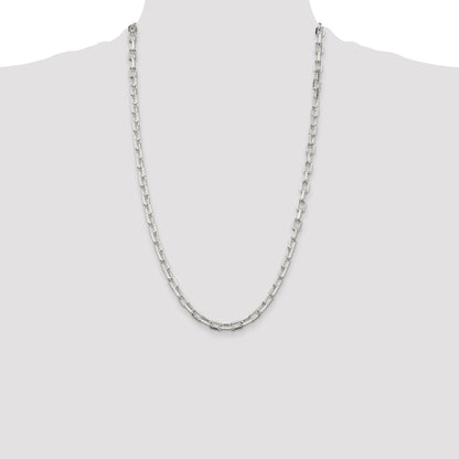 26 Inch Sterling Silver 5.75mm Diamond-Cut Long Link Cable Chain