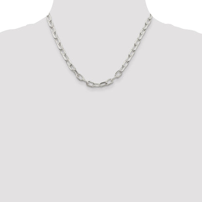 18 Inch Sterling Silver 6.65mm Diamond-Cut Long Link Cable Chain