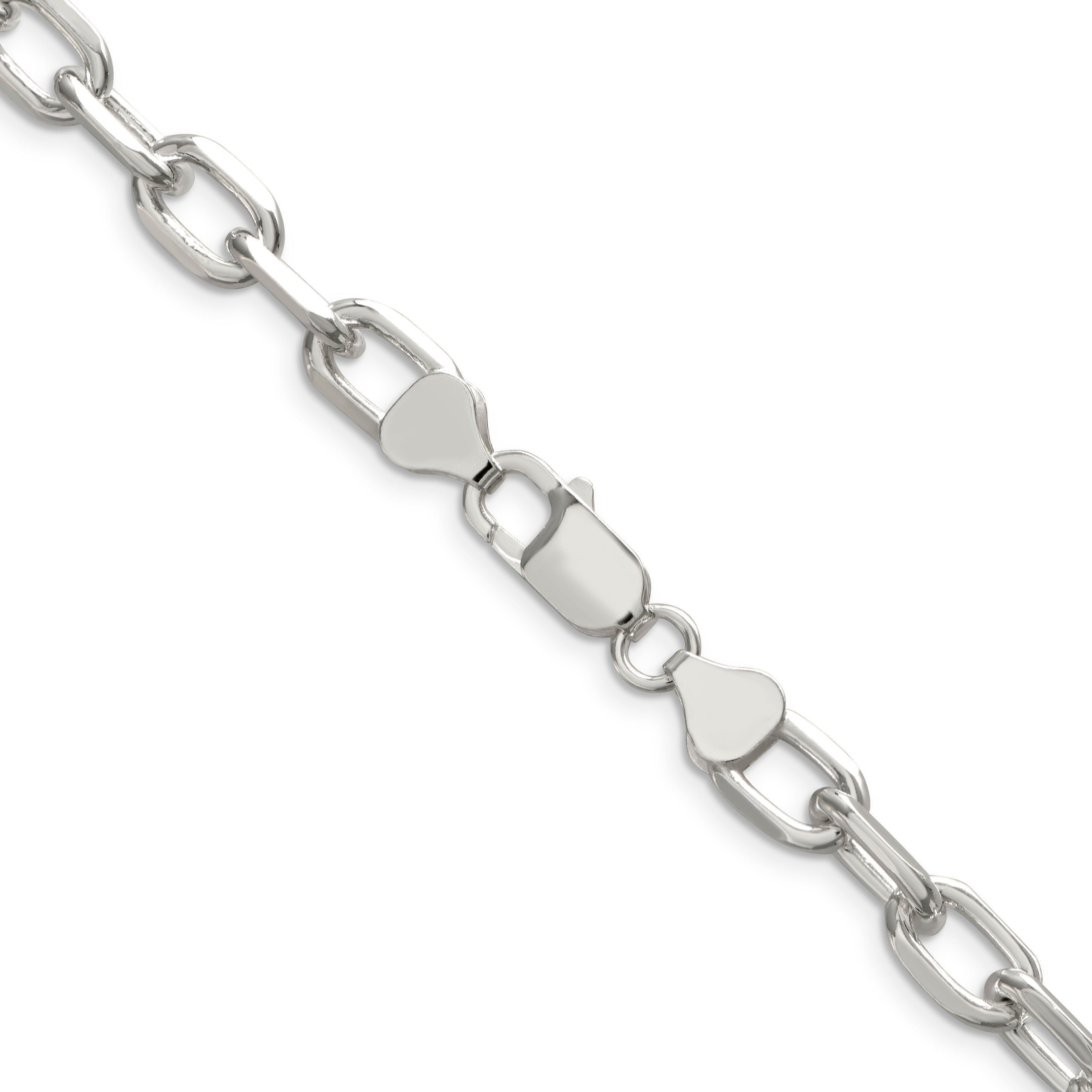 18 Inch Sterling Silver 7.5mm Diamond-Cut Long Link Cable Chain Necklace