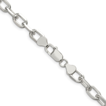 18 Inch Sterling Silver 7.5mm Diamond-Cut Long Link Cable Chain Necklace