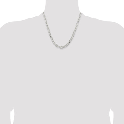 20 Inch Sterling Silver 7.5mm Diamond-Cut Long Link Cable Chain