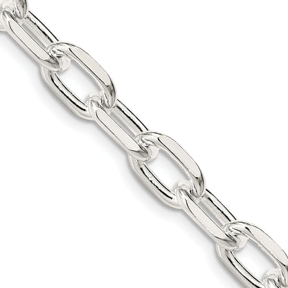 18 Inch Sterling Silver 7.5mm Diamond-Cut Long Link Cable Chain Necklace