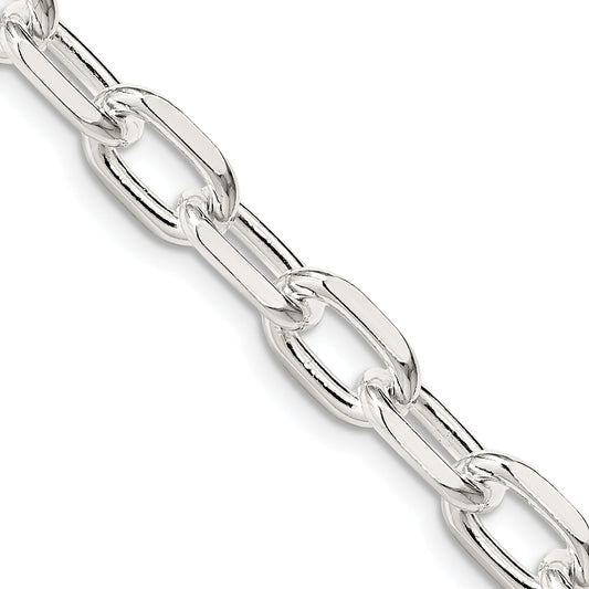 18 Inch Sterling Silver 7.5mm Diamond-Cut Long Link Cable Chain Necklace
