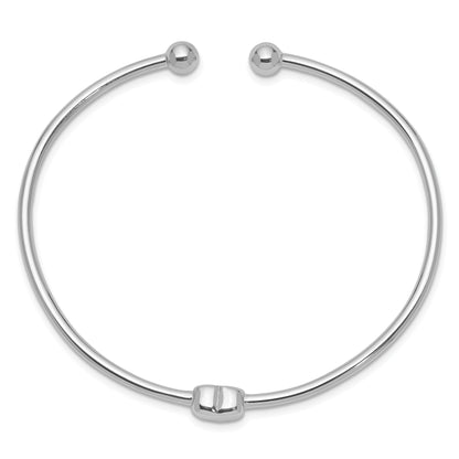 Sterling Silver Rhodium-Plated Heart Cuff Bangle