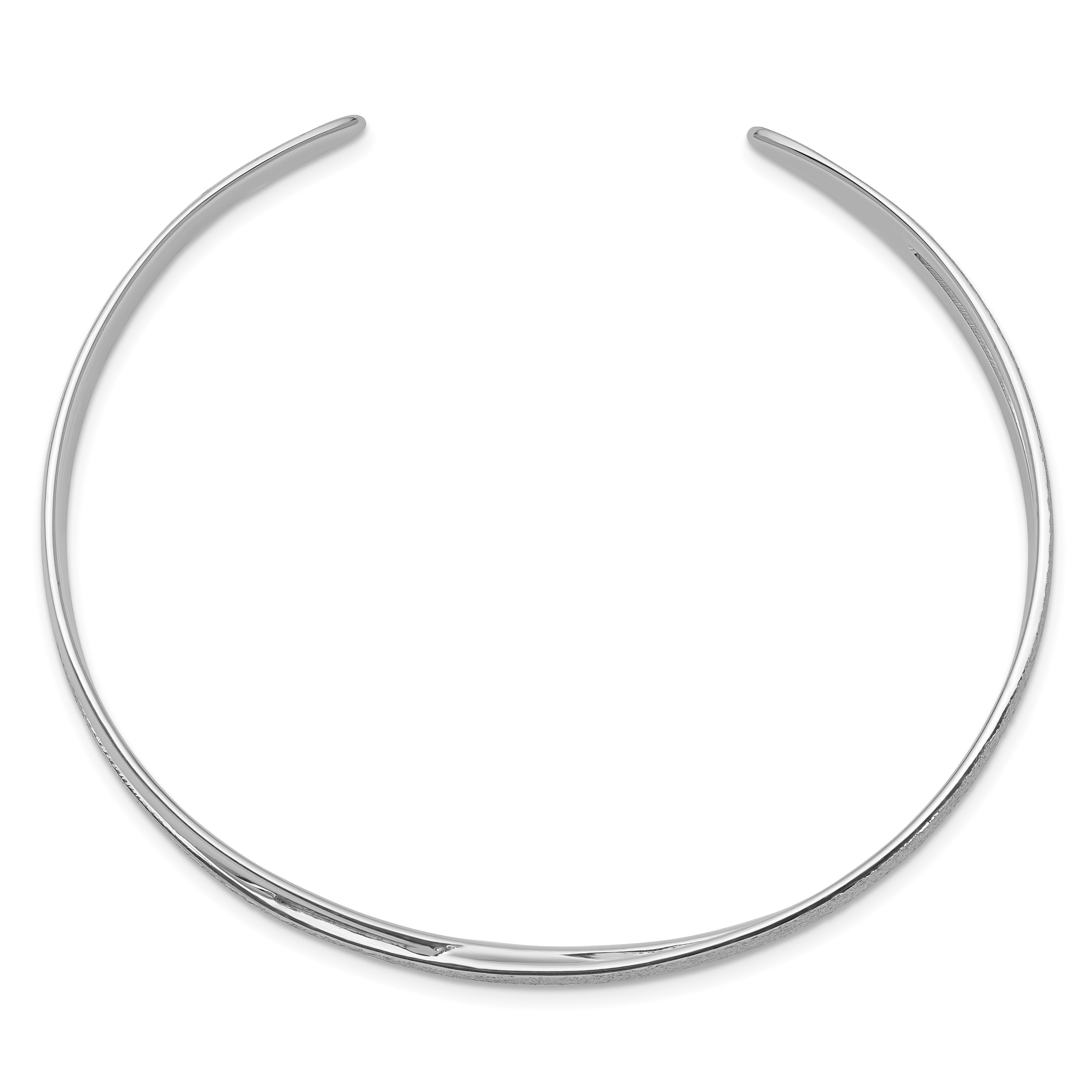 Sterling Silver Rhodium-Plated Polished / Textured Cuff Bangle