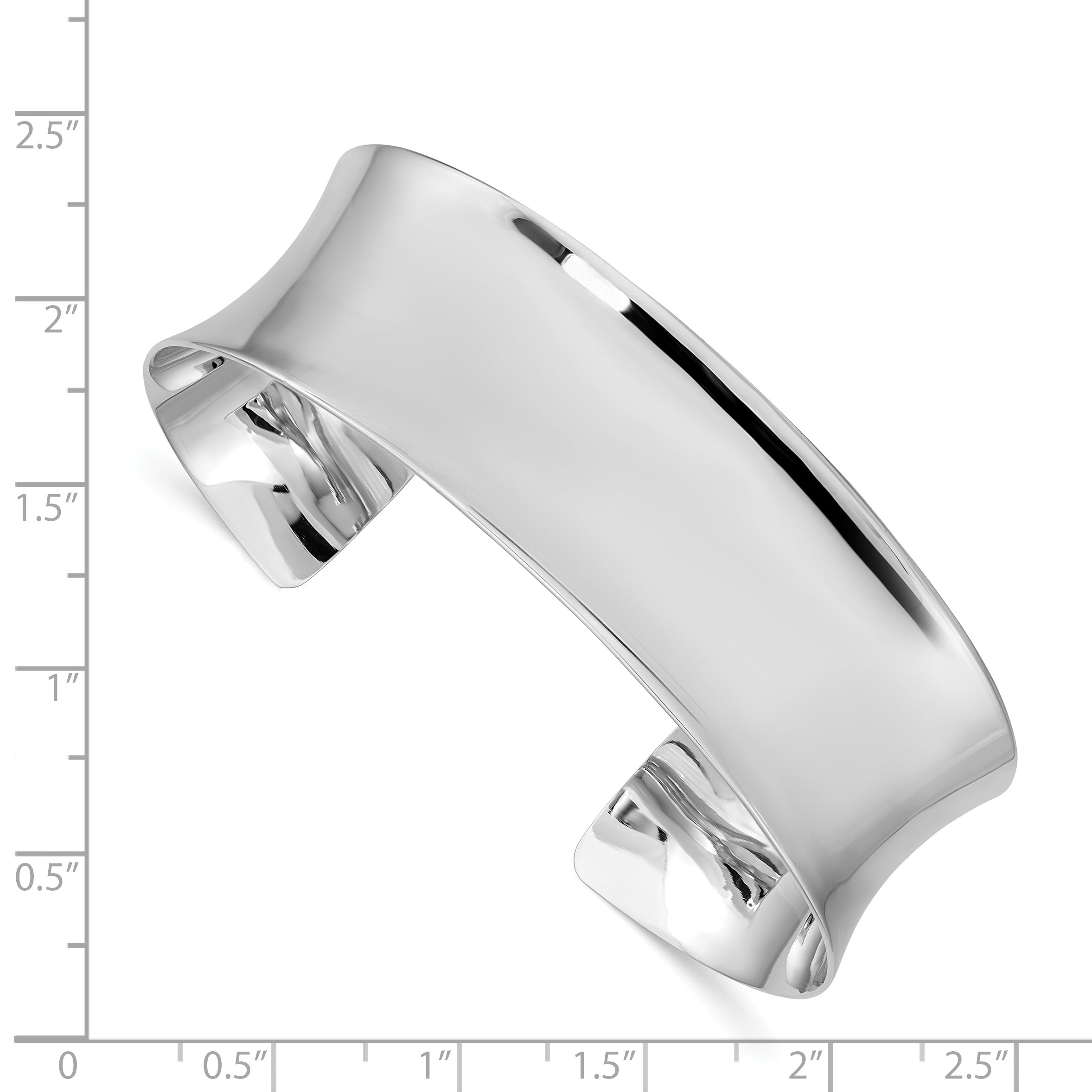 Sterling Silver Rhodium-Plated Polished 20mm Cuff Bangle