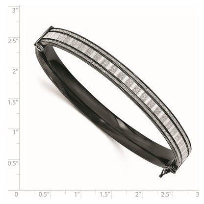 Sterling Silver Ruthenium-Plated Glitter Infused Bangle