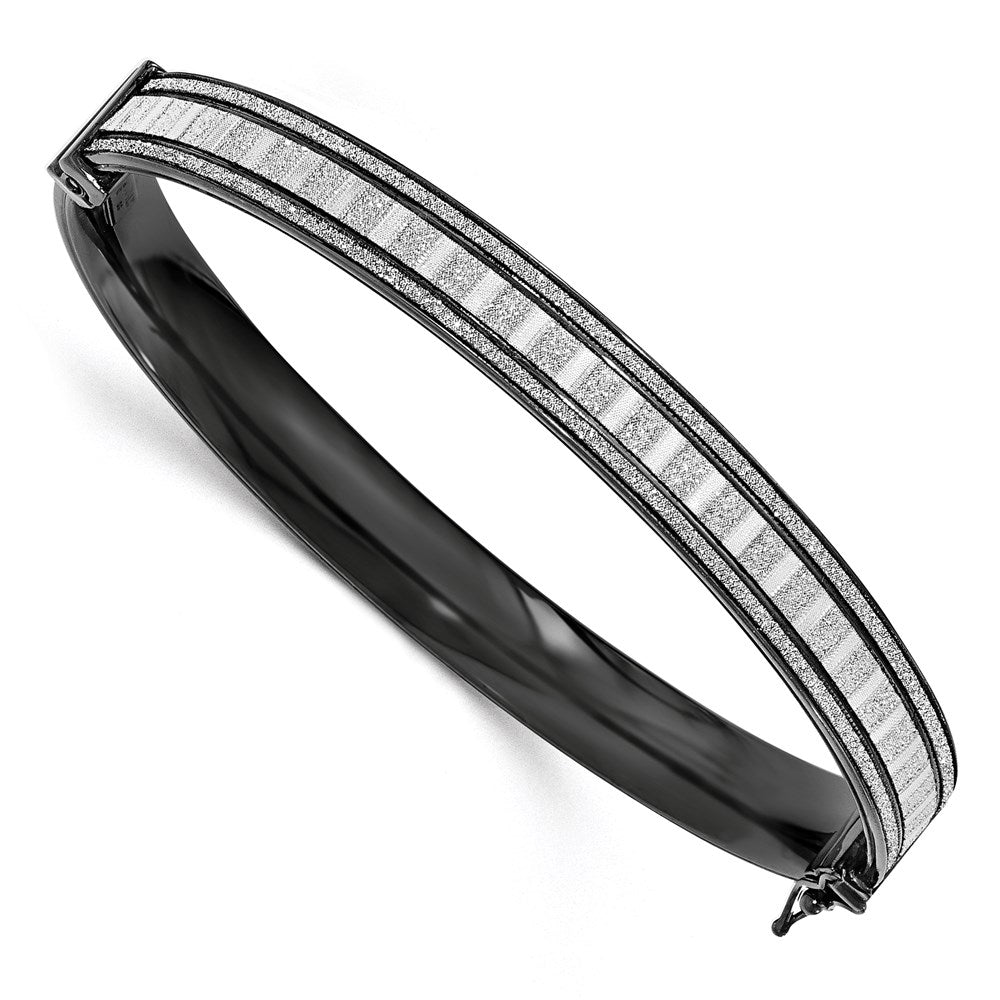 Sterling Silver Ruthenium-Plated Glitter Infused Bangle