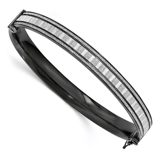 Sterling Silver Ruthenium-Plated Glitter Infused Bangle
