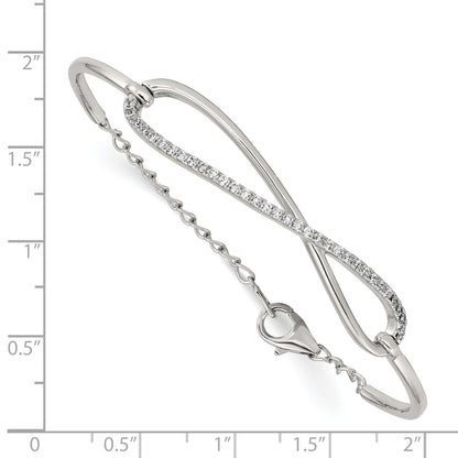 7 Inch Sterling Shimmer Silver Rhodium-Plated 33 Stone Cz Infinity Symbol Bracelet
